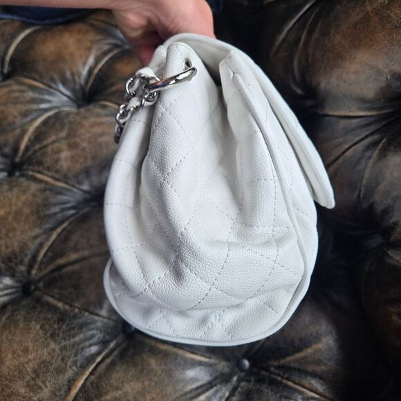 CHANEL Shoulder Bag Caviar Skin Leather White Women's z5577 - Picture 9 of 15